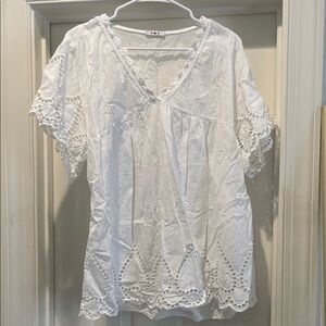 Chic White Eyelet Lace Blouse